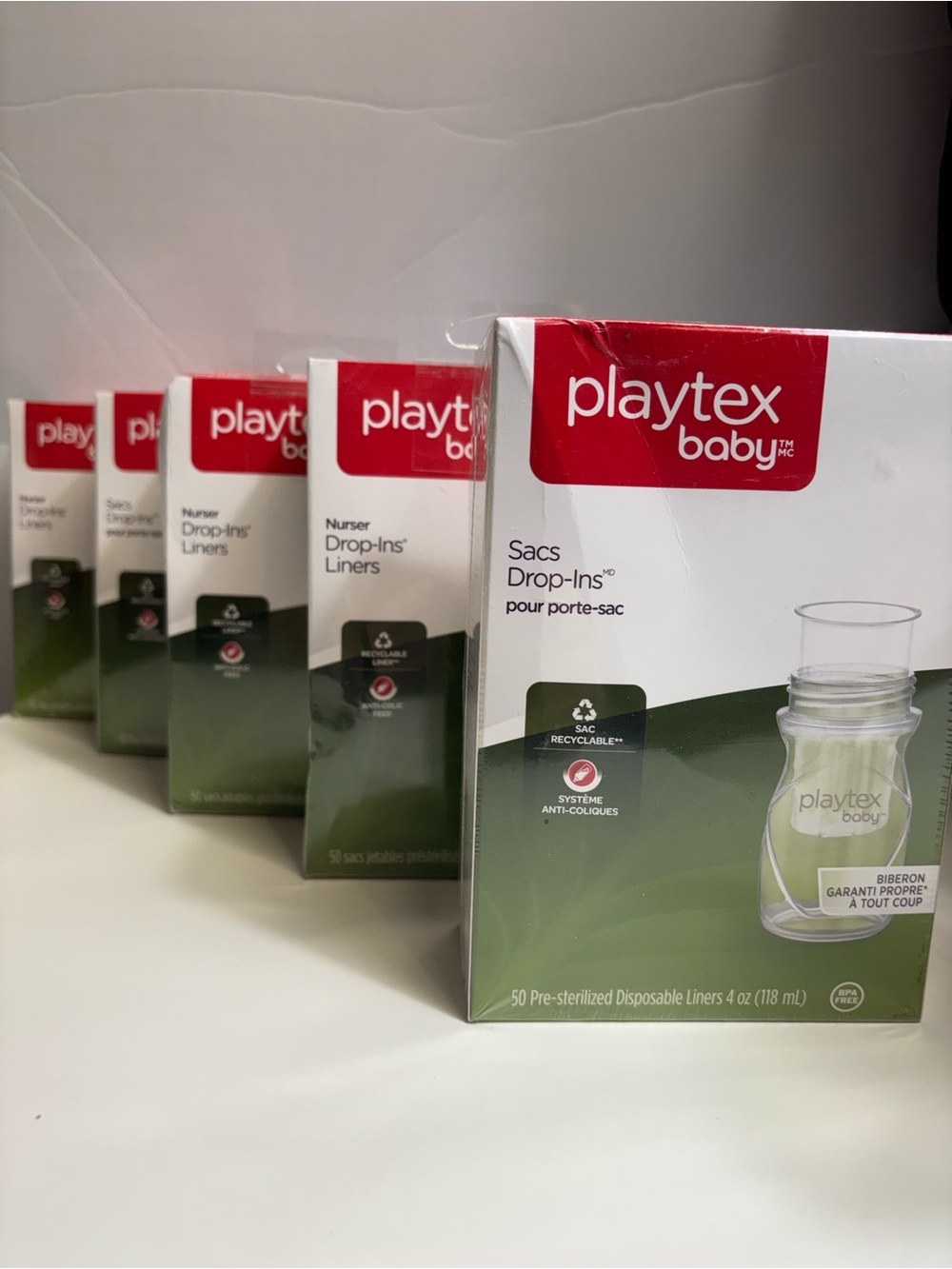 NEW Playtex Nurser Drop-Ins Liners 4 oz / 118 mL (Set of 5)
